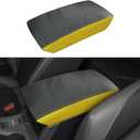 Car Center Console Armrest Cover for Subaru Crosstrek/Impreza 2024 2025 Leather Anti-Scratch Central ArmRest Box Lid Seat Cover Protector Cushion Saver Interior Accessories-Carbon Fibre+Yellow (Carbon Fibre + Yellow leather)