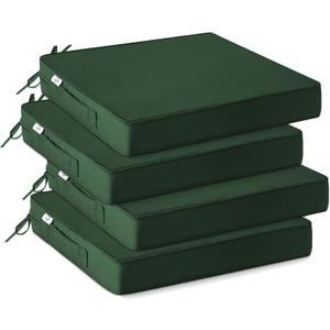 IPYNBAP Outdoor Chair Cushions Set of 4 -Waterproof Outdoor Seat Cushions for Patio Furniture, Patio Chair Cushion with Handle and Ties, Out Door Chair Pads,19x19x3-Square, Forest Green
