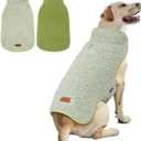 cyeollo Warm Dog Coat Fleece Sherpa Winter Sweater Coats, Turtleneck Jacket Vest for Small Medium Large Dogs with Leash Hole, Soft Reversible Dog Coats for Cold Weather, Green, XXL