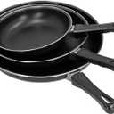 Frying Pan, 3Pcs Stainless Steel NonStick Frying Pan Set Household Mini Pan Kitchenware with Heat Insulation Handle for Induction Cooker Gas Stove 8/10/12in