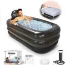 Inflatable Bathtub with Pump and Bath Pillow Headrest, Outdoor & Indoor Freestanding Foldable Spa Tub Portable Family SPA Bath Tub, Ideal for Hot Bath ice Bath (Dark Grey)