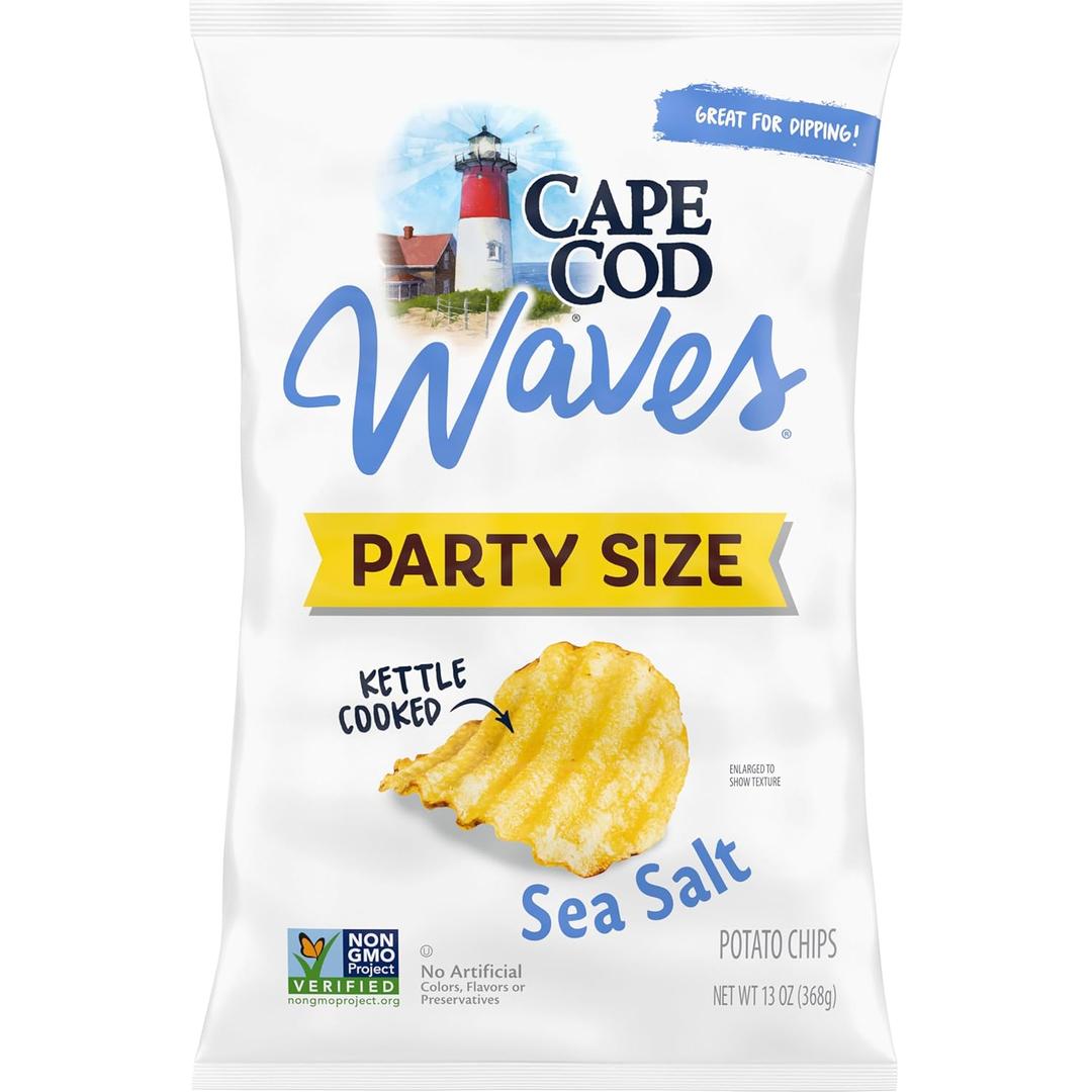 Cape Cod Waves Potato Chips, Wavy Cut Sea Salt Kettle Chips, 13 Oz