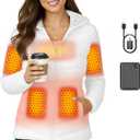 Genovega Graphene Women Heated Jacket 12V Fast Charge 18400mAh Large Capacity (Medium, White)