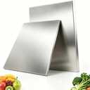 HannYorkii-G Stainless Steel Cutting Board with L-Shaped Lip & Silicone Pads, Heavy Duty Metal Prep Board for Kitchen Countertop, Non-Porous Surface for Meat, Dough & Vegetables (15.75 × 23.62 inch)