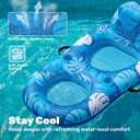 SLOOSH Premium Pool Floats Lounger for Adults - Inflatable Fabric Covered Float Recliner Pool Lounge Chair with Backrest & Cup Holders for Beach Lake Swimming Pool Water
