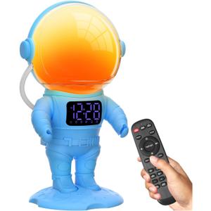 Astronaut Wake Up Light Sunrise Alarm Clock for Kids, Heavy Sleepers, Bedroom, Gradual Sunlight Alarm Clock with Sunrise Simulation, 22 Night Lights, 30 Natural Sounds, Gift Idea(Blue+Remote Control)