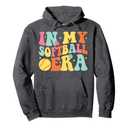 In My Softball Era Groovy Softball Girls Pullover Hoodie, Size XL