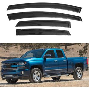 IG Window Visors for 2014-2018 Chevrolet Silverado/GMC Sierra 1500 Double Cab, Out-Channel Rain Guard Vent Deflector, Truck Accessories for 2015-2019 Chevy Silverado/Sierra 2500HD 3500HD Extended Cab