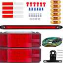 LED Boat Trailer Lights, Submersible LED Trailer Light Kit w/Wiring Harness Combined Stop Tail Lights, Amber Side Marker Lights, 3rd Light Bar for Camper Truck Snowmobile Over 80" Inches