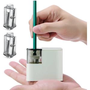 Electric Pencil Sharpener, Battery Powered,for Colored Pencils Handheld Pencil Sharpener,Portable Sharpener, Two Replacement Blades for in for 6-8mm Pencils for Office/Home/School (7028_white)