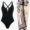 One Piece Swimsuit Women with Cover Up Set Retro Bathing Suit for Women Tummy Control Beach Wrap Skirt XXL