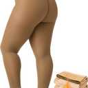 Plus Size Fleece Lined Tights Women, 300g Warm Pantyhose Leggings, Fake Translucent Thermal Tights Winter (5X-Large-6X-Large, Brown)