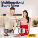 VIVOHOME 6-in-1 Stand Mixer, 8.5 Quart Electric Tilt-Head Kitchen Mixer with Bowl, Multifunctional Food Mixer for Cake, Bread, and Dough, with Meat Grinder, Blender, Pasta Maker Attachments, Red