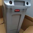 Rubbermaid Commercial Products SLIM JIM Plastic Rectangular Trash/Garbage Can/Bin with Venting Channels, 16 GAL, Gray, for Kitchens/Classrooms/Offices/Back of House
