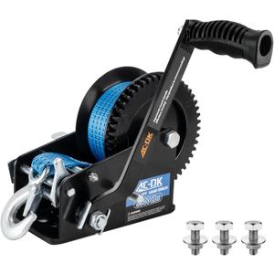 AC-DK 3500lbs Heavy Duty Boat Trailer Winch with 32FT Strap2-Way Ratchet 4:1/8:1 Gear Trailer WinchPortable Hand Crank Winch for Boat, Truck, Trailer, RV, ATV, Jet Ski