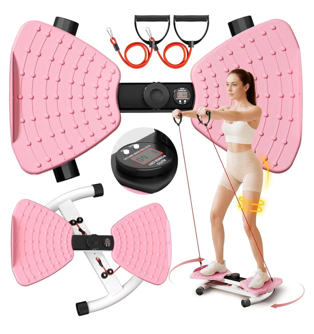 RENRUI Waist Twister Machine Exercise Fitness Tool, Ab Twister Board with the Smart LED Digital Monitor, 300lbS Capacity & 20dB Ultra-Quiet, Anti-Slip Home Gym Workout Equipment for Women Belly Fat