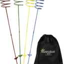 Sunnydaze Outdoor Cup Holders for Yard - Heavy-Duty Outdoor Drink Holder Stakes - Set of 4 - Multicolored (Rainbow)
