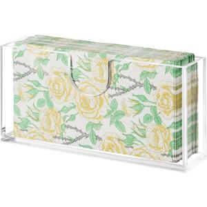 Clear Acrylic Napkin Holder for Table, Elegant Non-Slip Guest Towel Tray for Bathroom, Waterproof Vertical Tissue Dispenser for Kitchen, Dining, Bar, Office Right Angles