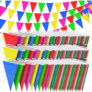 450 Pcs 787Ft Durable Nylon Pennant Banner Flags Rainbow Garland Bunting for Weddings, Easter, Birthdays, Back-to-School Safty Warning & Outdoor Party Decor, Campus Events,Christmas Decor Banners