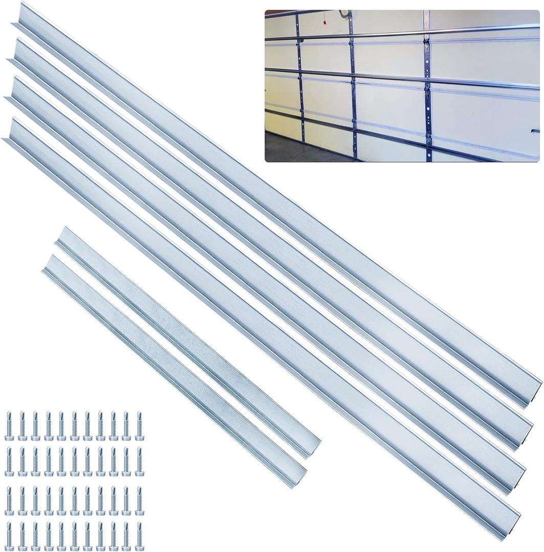 2 Set of 16FT Garage Door Strut Support Brace,16' Reinforcement Steel Hurricane Strut Beams,Heavy Duty,20# Thick Steel,Screws Included