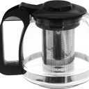 Teapot Portable Stove Chinese Tea Cups Clear Tea Cups Home Glass Teapot Stovetop Tea Kettle Loose Tea Infuser Teapot Tea Pot with Filter Teapot with Infuser Portable Tea Pot (15.5X12X11.5CM, Black)