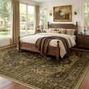 RELEANY Area Rugs 8'x10' Washable Non-Slip, Floral Vintage Distress Print Pattern Medallion Carpet for Living Room Bedroom Dining Room, Brown Dark Brown