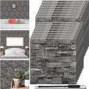 Colarr 60 Pcs 28. 8 Sq ft 3D Wall Panels Peel and Stick Faux Foam 3D Brick Wallpaper Faux Paneling Adhesive Wall Covering Panels Decorative Medieval Tiles Waterproof for Bedroom(Black Stone Color)
