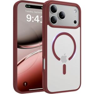 Magnetic for iPhone 17 Pro Max Case, [Anti-Slip] [Military-Grade Drop Protection] [Camera Protection] Skin-Friendly Slim Matte Shockproof Protective Case for iPhone 17 Pro Max, Wine Red