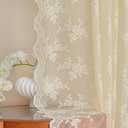 MEETSKY Lace Sheer Curtains 72 Inch Long 2 Panels Set Vintage French Victorian Spring Floral Pattern Design Light Filtering Back Tab Rod Pocket Drapes for Living Room, 50" W Each Panel, Light Yellow