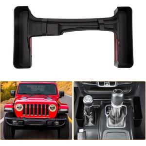 KIWI MASTER Console Shifter Storage for 2018-2026 Jeep Wrangler JL Gladiator JT Gear Shift Storage Box Tray, JL JT Interior Accessories Parts, Black