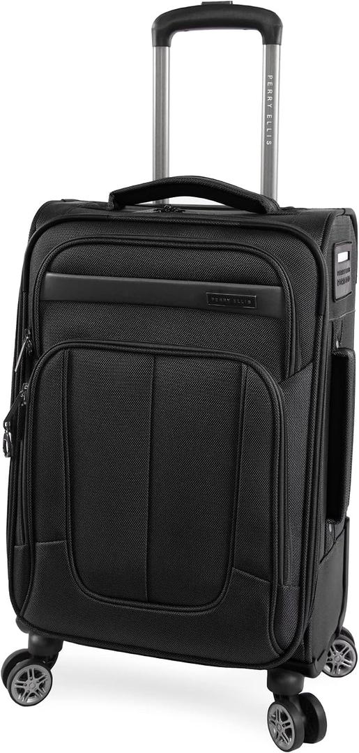 Perry Ellis Charleston Lightweight Spinner Carry-On Luggage, Black