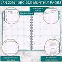 Planner 2026 - Weekly & Monthly Planner Runs from January 2026 to December 2026, 8.5 x 11", 12 Month Tabs, Inner Pocket, PU Leather Cover with Twin-Wire Binding, Monthly Planners 2026, Teal