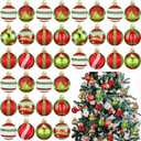 BBTO 40 Pcs Lime Green Mini Christmas Ball Ornaments 1.18inch Red and Green Christmas Ornaments Hanging Shatterproof Glitter Ball Decorations for Xmas Tree Wreath Garland Home Indoor Party Decor