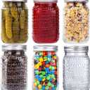 WELLIFE Mason Jars 32 oz, 6 Pack Quart Mason Jars Wide Mouth for Pickling,Canning, Decoration, Fermenting and Food Storage,Microwave & Dishwasher Safe