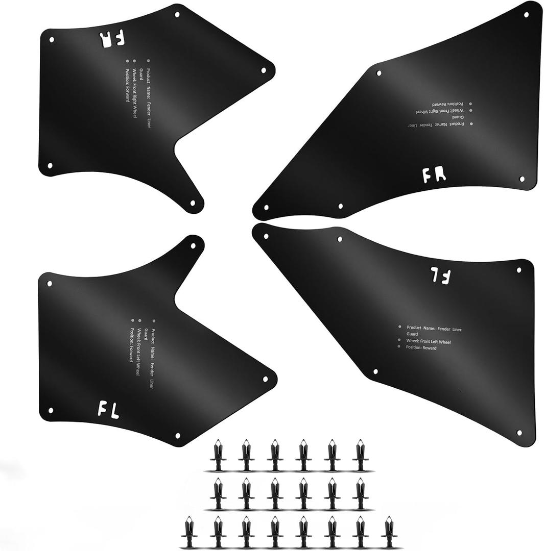 Fender Liners Splash Shields, Full Wheel & Engine Protection Accessories with Upgraded Clips, Durable OEM Style Splash Guards for Toyota Tacoma 2005-2020