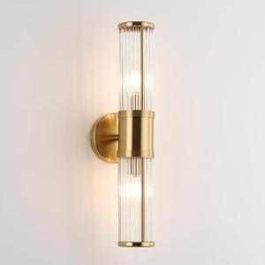 Glass Rods Wall Light Fixture Indoor Brass Bathroom Vanity Lights Beside Mirror Lighting Lamps Up and Down Wall Mounted Light E12 Socket (Brushed Brass, Brushed Brass-A)