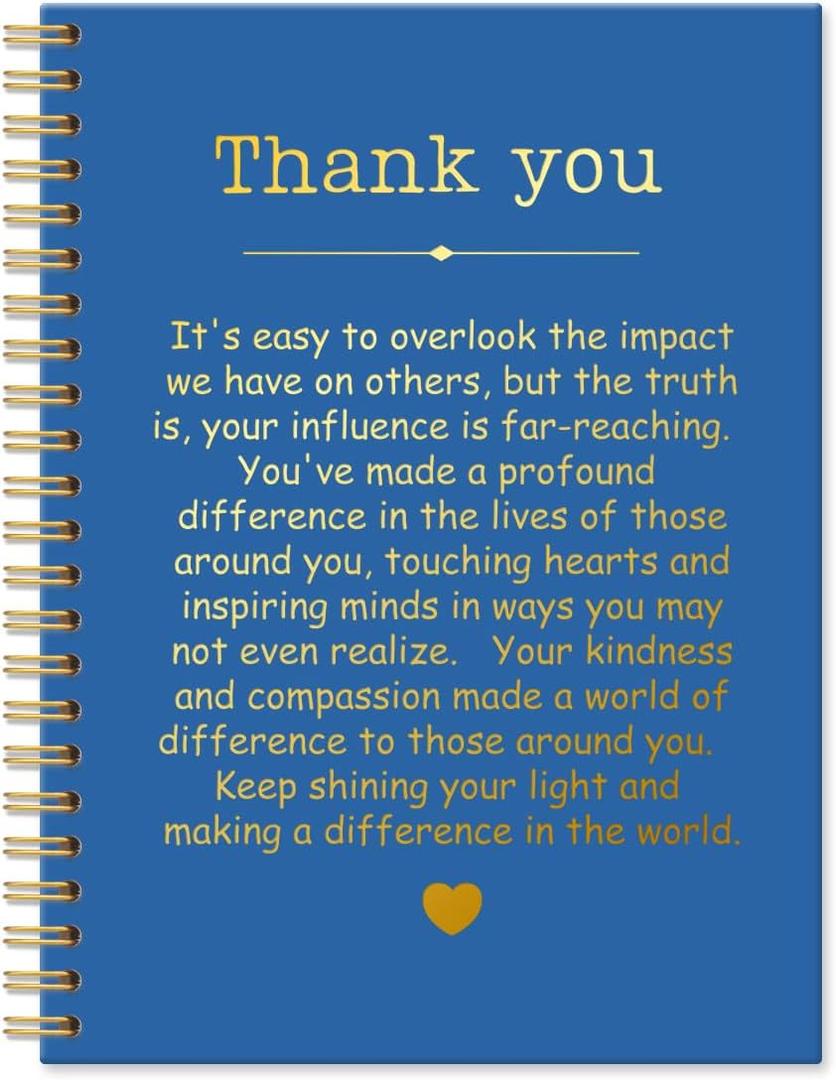 Thank You Navy Blue Hardcover 160 Pages Spiral Notebooks, Funny Thank You Gifts for Women Men Coworkers Leader Mentor, Appreciation Gifts for Employees, Thanksgiving Gifts for Colleagues Leaders