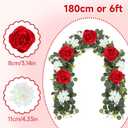 4 Pack Wedding Garland Set, Red Rose & White Dahlia Hanging Flower Vines for Wedding Arch, Backdrop, Mantel, Home Decor (5.91ft)