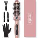 Terviiix Thermal Brush Get Voluminous Style, Quick Heating Hot Brush, Ceramic Tourmaline Ionic Heated Curling Iron, Digital Display 9 Temperatures Curling Wand, Dual Voltage, 1.5 Inch (Rose Gold)