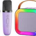 Mini Karaoke Machine for Kids & Girls with 2 Wireless Microphones, Portable Bluetooth Speaker, Christmas Birthday Gift Toy for Boys Toddlers Ages 3, 4, 5, 6, 7, 8, 9, 10, 11, 12+ Years Old Purple - 2