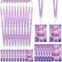 Geyoga 25 Sets Kpop Party Supplies Kpop VIP Badge Lanyards Bulk with Clear ID Card Holders Purple Music Star Themed VIP Backstage Pass Lanyards for K Pop Concerts Fan Birthday Party Events