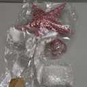 Sumind 9.8 x 11.8 Inch Christmas Star Tree Topper Glittered Star Metal Plug in Treetop Ornaments with Bow and 30 LED String Light for Christmas Tree Indoor Holiday Party Decoration(Pink)