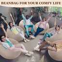 Realspring Inflatable Bean Bag Chairs Outdoor Blow up Camping Chairs Inflatable Lazy Sofa Folding Portable Bean Bag Loungers Couch for Movie Night(Coffee,6 Pcs)