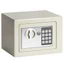Jssmst Small Safe Box for Money - 0.23CF Mini Safe with Electronic Keypad, Lockable Box for Home Security and Personal Storage, 9.06 x 6.69 x 6.69 inch, White