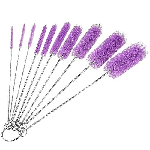 CiaraQ Bottle Cleaning Brushes, 8 Inch Nylon Tube Brush Set, Cleaner for Narrow Neck Bottles Cups with Hook, Set of 10pcs.