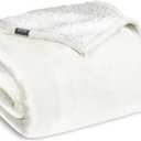 Bare Home Sherpa Fleece Blanket - King Size - Blanket for Bed, Sofa, and Couch - Warm & Lightweight - Fluffy & Soft - Reversible (King, Cream)