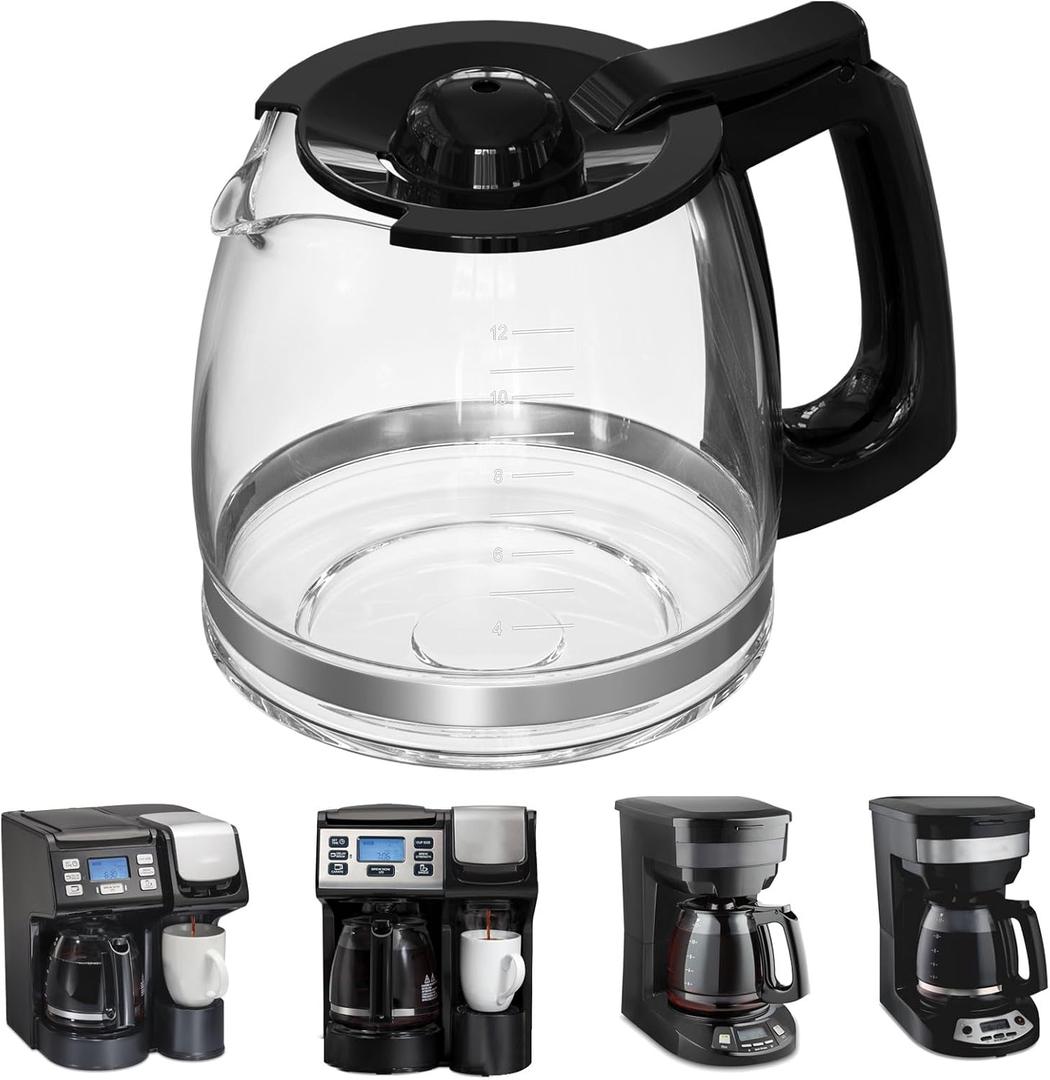 12-Cup Replacement Coffee Carafe Compatible with Hamilton Beach Coffee maker Pot 49902, 49915, 49905C, CM4309, 49317, 49467, 49611, 49904, 49934, 46230, 46290, 46293, 46294, 46299