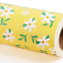 LaRibbons Reversible Yellow Floral Wrapping Paper Roll, 17 Inch x 33 Feet (46.7 Sq. Ft), Blue White Peony Design Chinoiserie Gift Wrap for Wedding, Bridal Shower & Birthday
