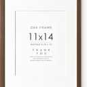 11x14 Picture Frame, Solid Oak 11x14 Photo Frame with Mat to 8x10 (Openning Size is 7.6x9.6), 14x11 Wooden Frames for Wall, (Walnut Set of 1)