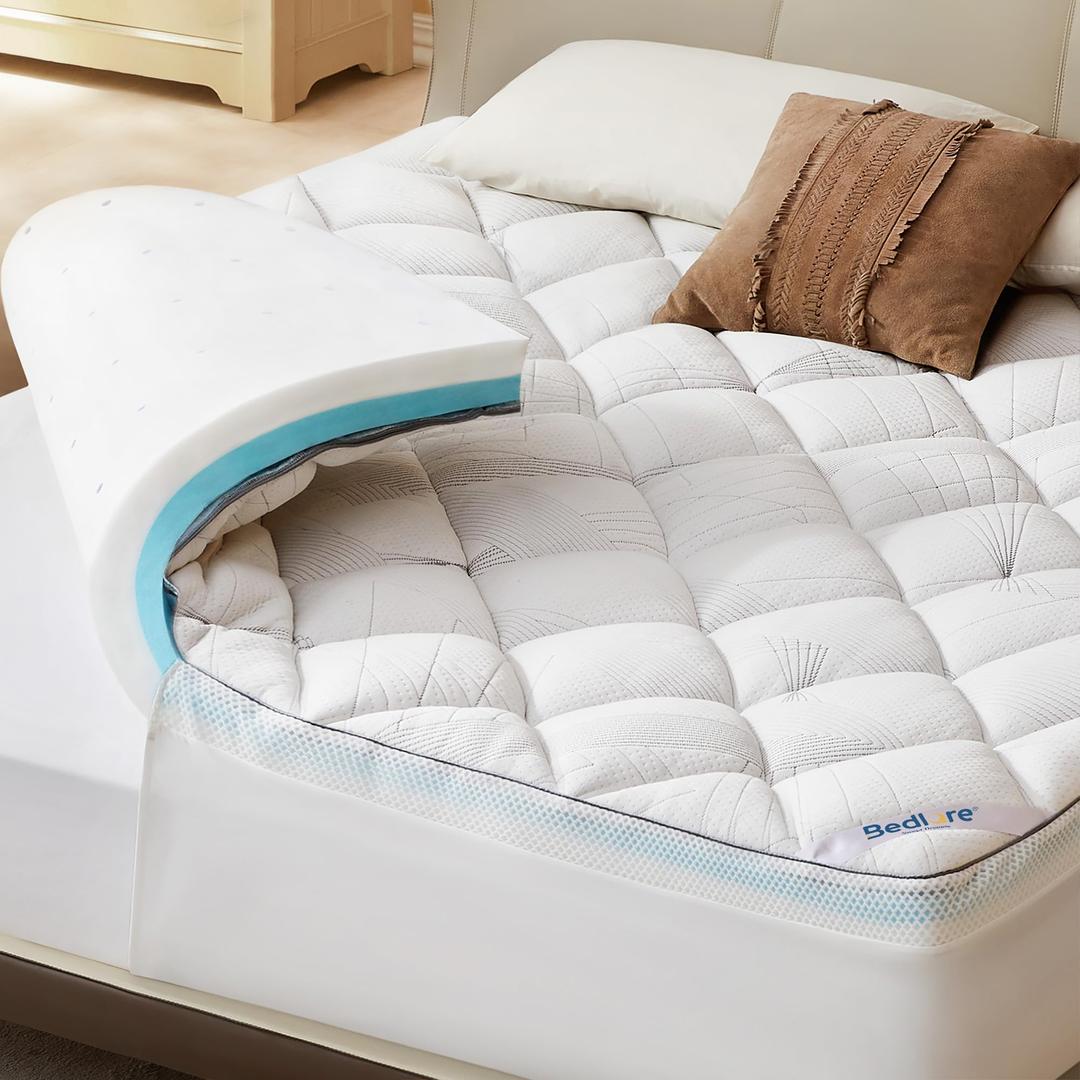 Bedlore King Size Mattress Topper 4-Inch Memory Foam Mattress Topper